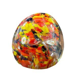 Vintage Multicolor Art Glass Paperweight Glass Figurine Orb With Air Bubbles